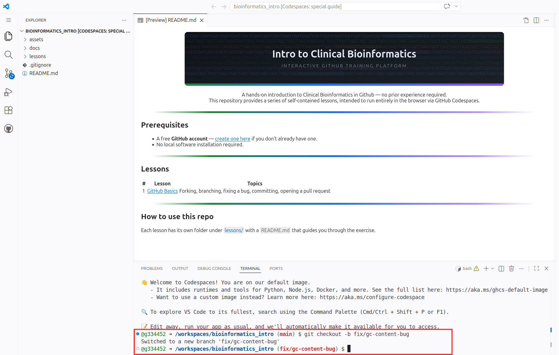 Lesson 1 — GitHub Basics · Intro to Clinical Bioinformatics